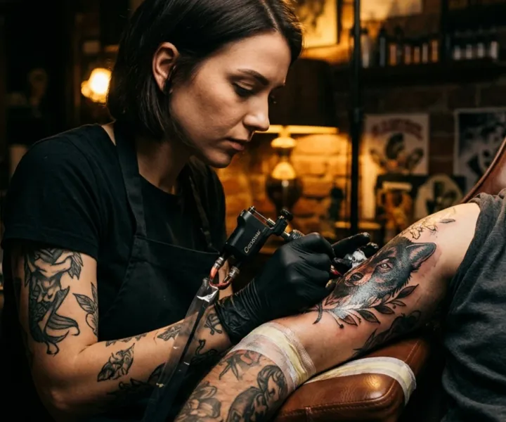 Tattoo artist at work